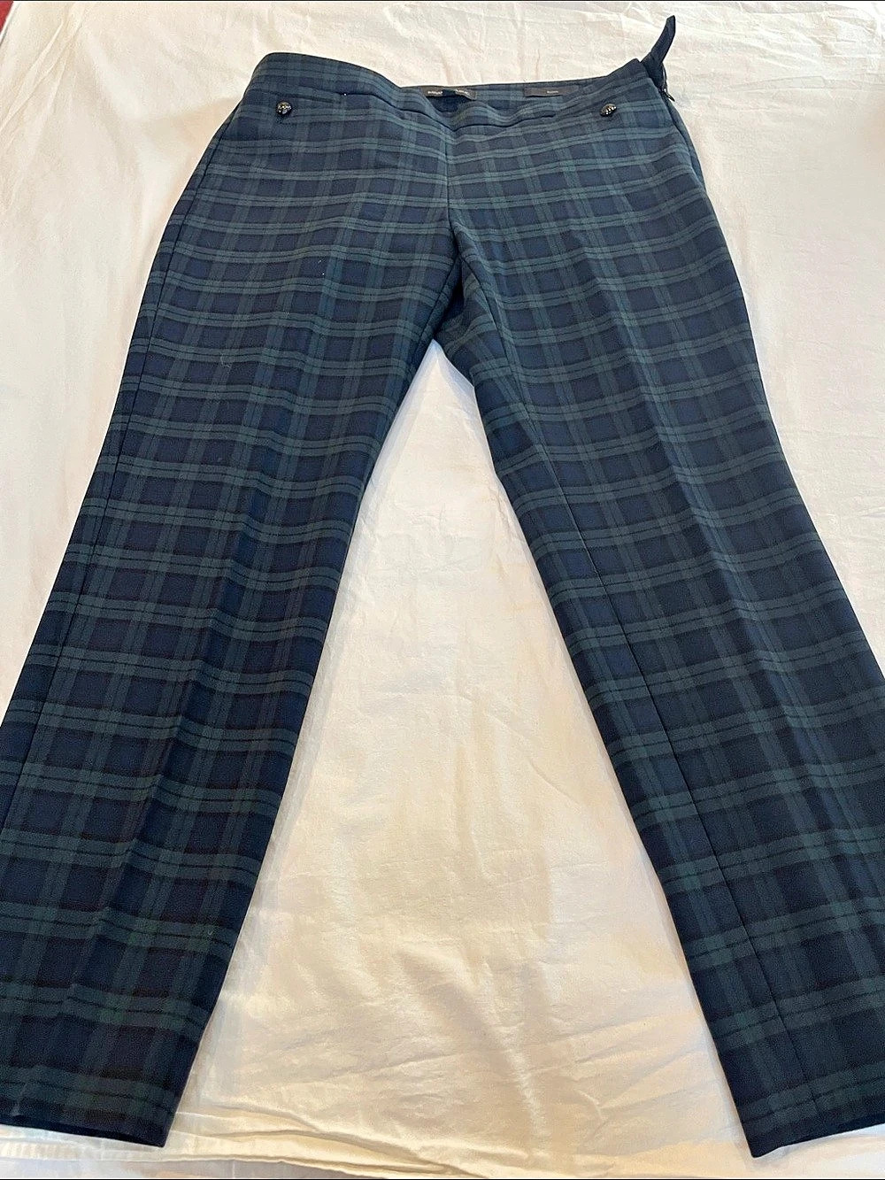 Banana Republic Sloan Plaid Skinny Pant Blue & Green Waist 10